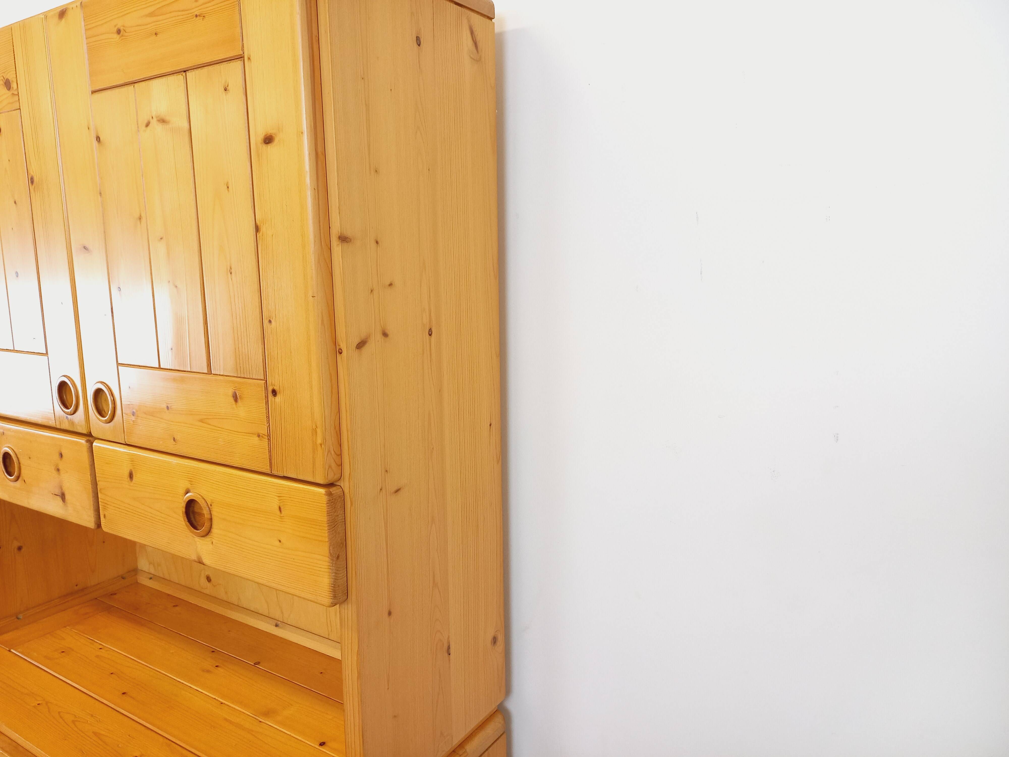 Charlotte Perriand Les Arcs vintage pine storage unit from the 60s 70s