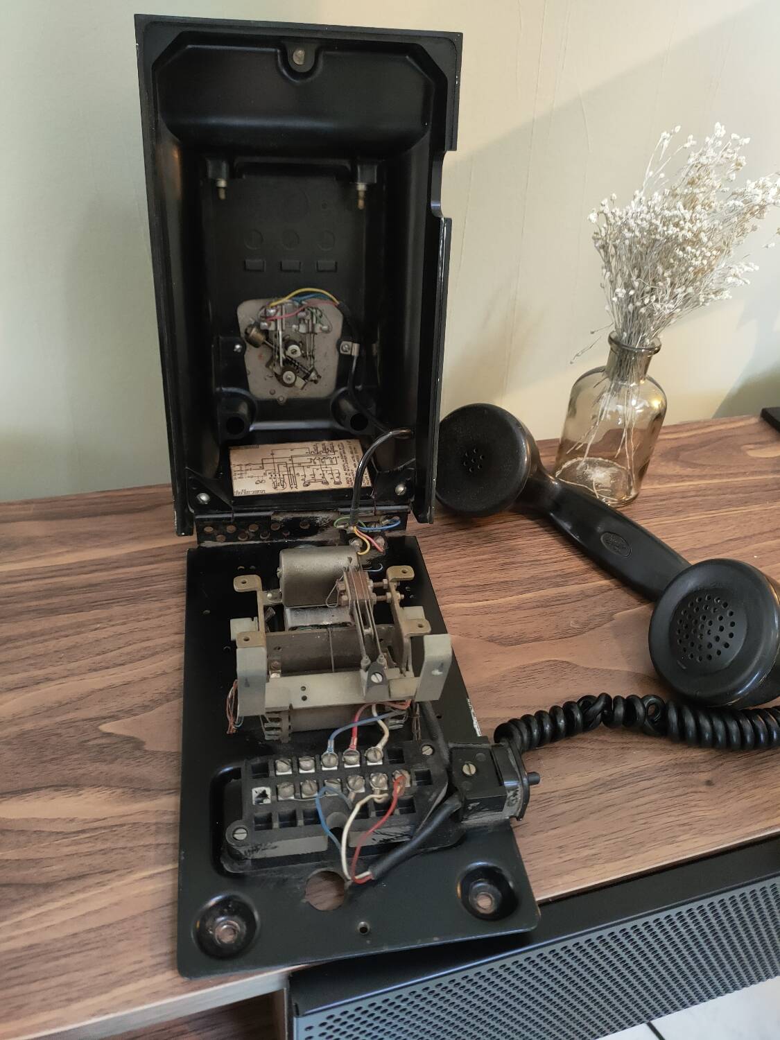 Old bakelite wall telephone