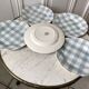 Lot de 5 assiettes plates digoin sarreguemines modèle "écossais" vichy bleu ciel années 40-50
