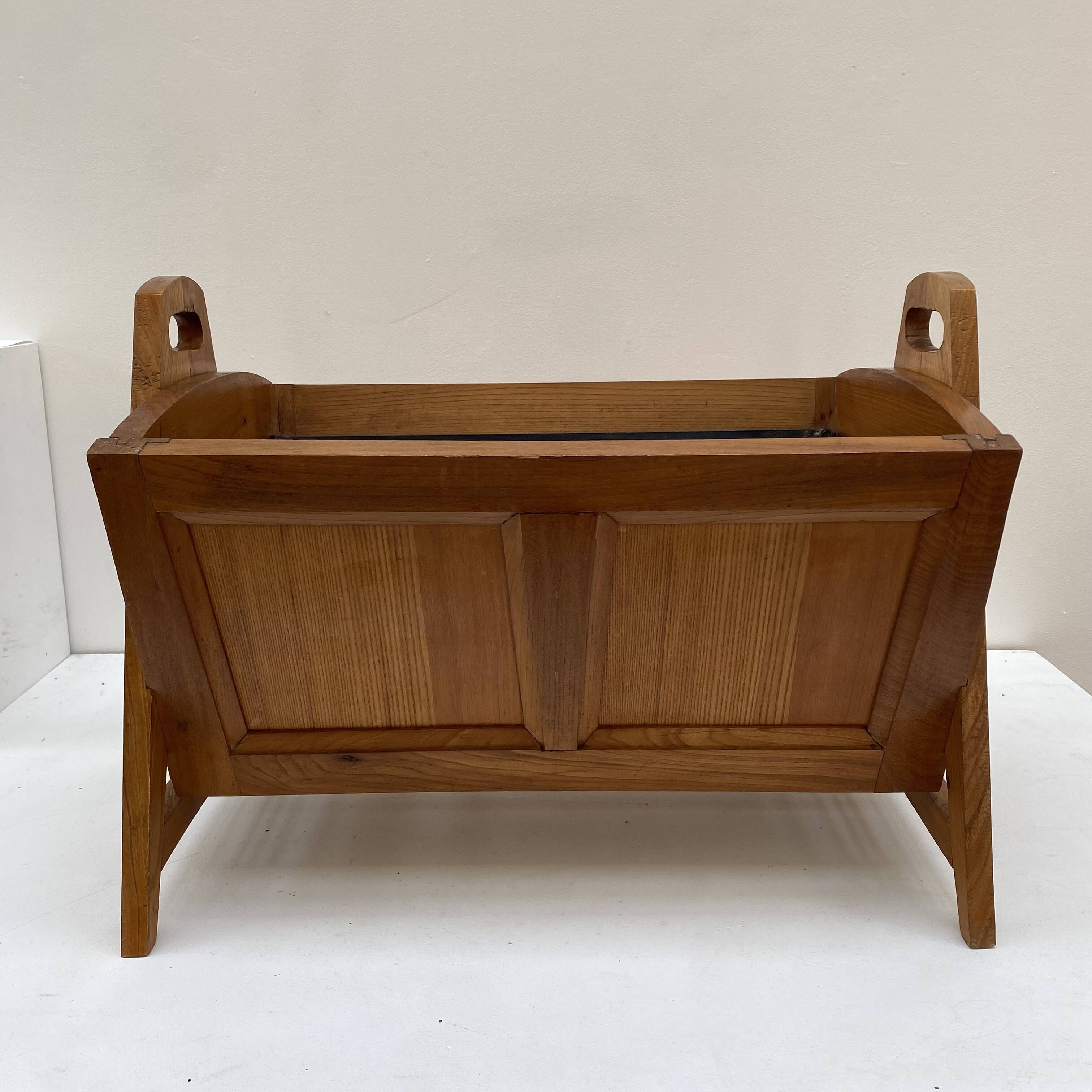 Large modernist indoor planter in solid beech