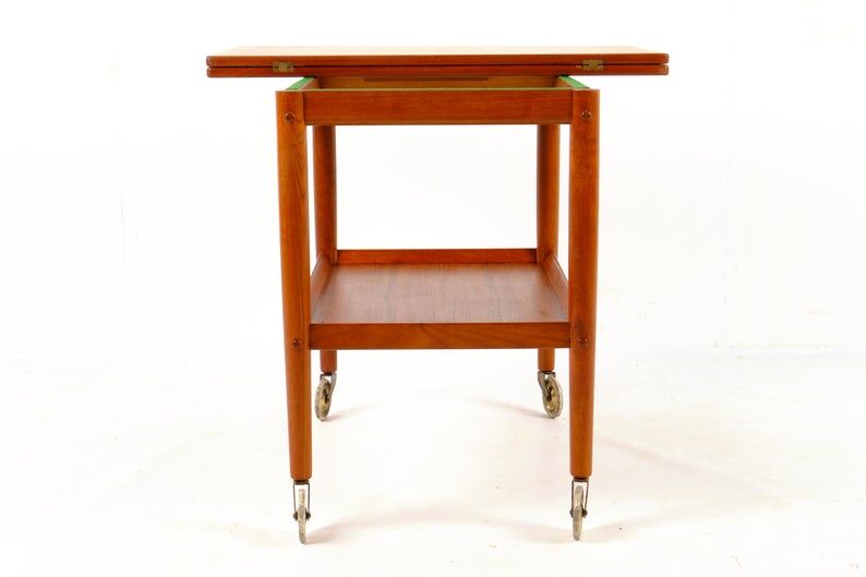 Tea cart with foldable table top Poul Jeppesen Denmark circa 1965