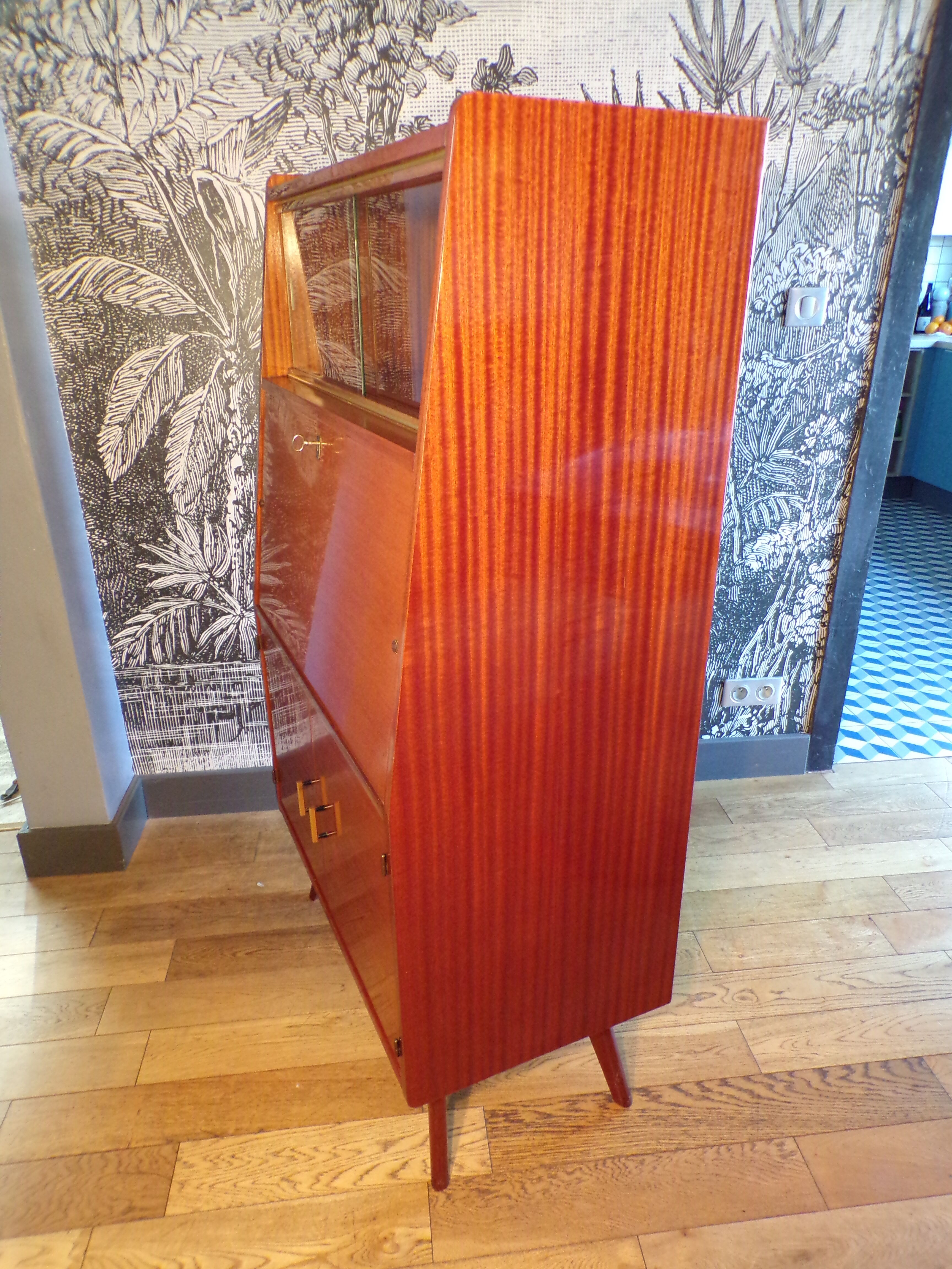 Vintage secretary in varnished teak