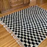 Tapis à damrettes, tapis à damins marocain, tapis carré, tapis marocain, tapis echecs, tapis en laine