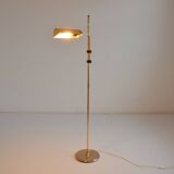 Vintage 1970s gilded brass adjustable and swivel floor lamp / reading lamp
