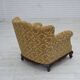 1950s, Danish relax armchair, furniture velour, carved oak wood.