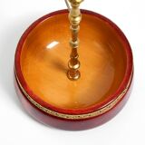 Beautiful 1960s nut bowl by Aldo Tura made of red goatskin and brass