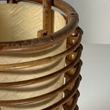 Bamboo cylindrical table lamp by Louis Sognot, France 1950s