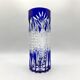 Vase japonais d'art EDO KIRIKO en cristal transparent et bleu cobalt