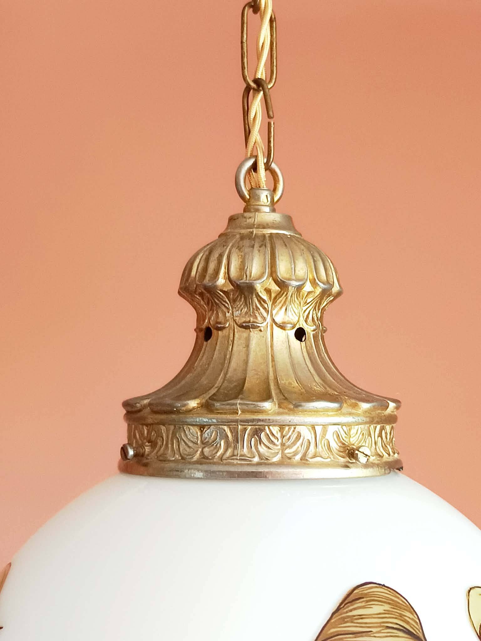 Large Art Nouveau globe pendant light