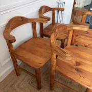 4 pine armchairs from the 1970s