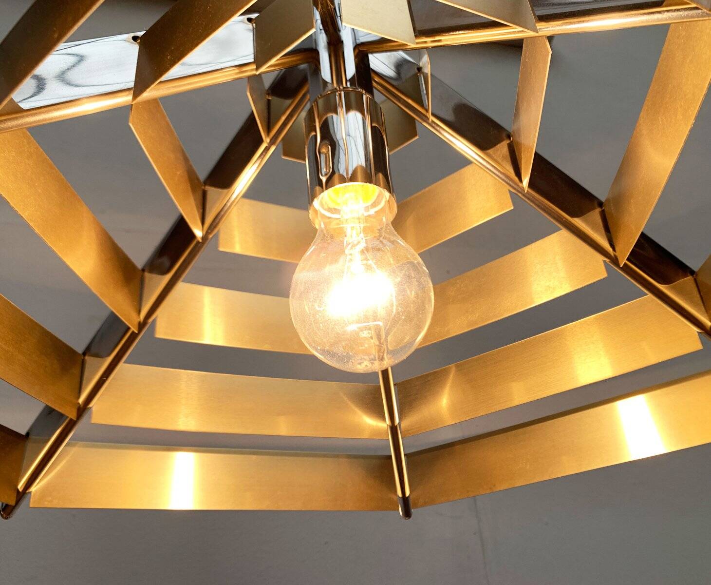 Geometric postmodern vintage pendant lamp, 1980s.