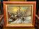 B Franco: Oil on panel depicting a snowy landscape featuring a character.