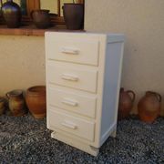 Art Deco chest of drawers in white painted wood with 4 drawers