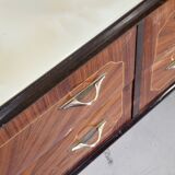 Midcentury Italian Sideboard / Dresser In Walnut And Brass. Vintage Modern