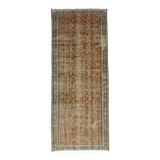 Tapis Oushak Ancien en Longueur – Couleurs Terre & Bleu, 104 x 260 cm