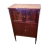 Small mahogany cabinet with 4 doors and pink marble