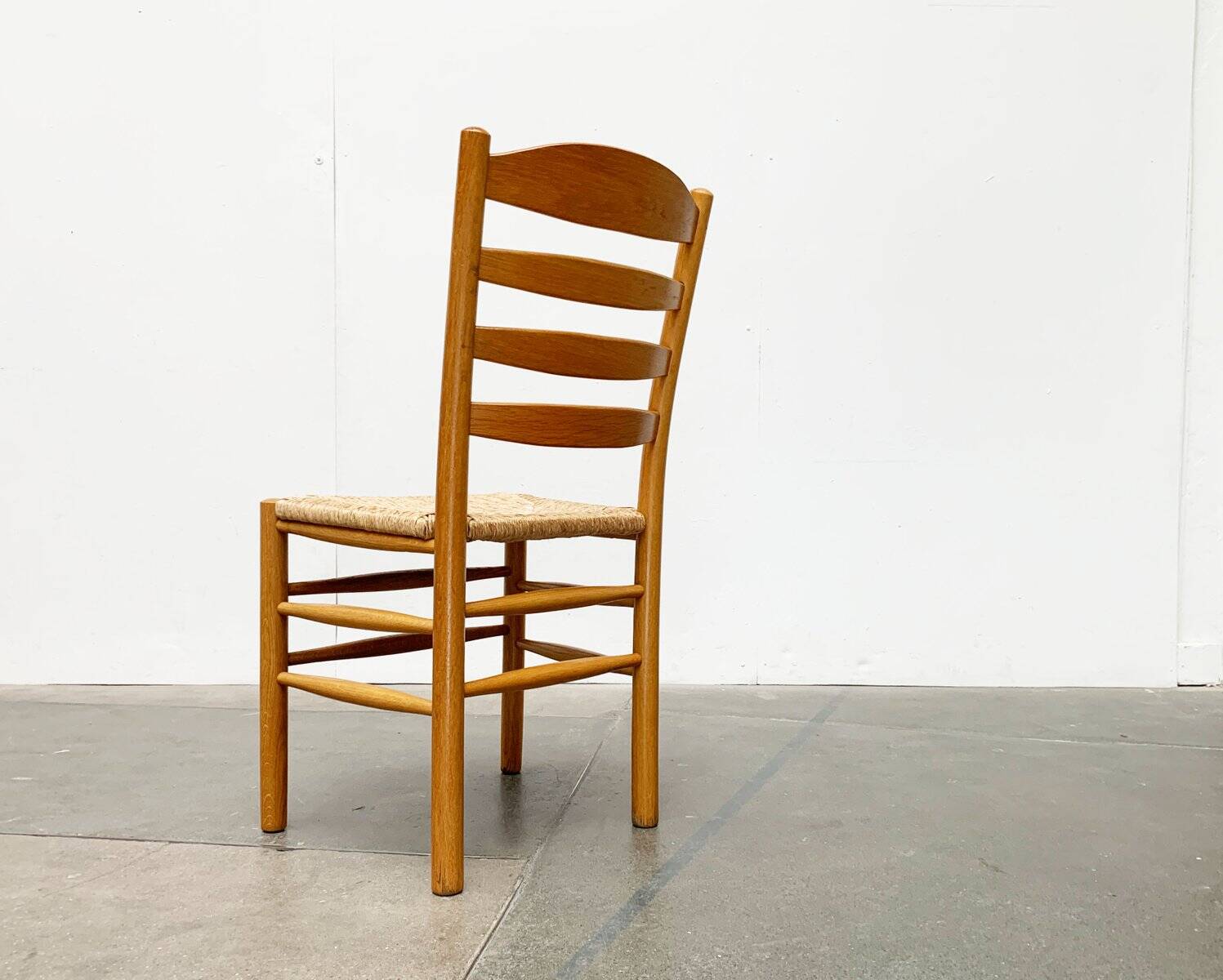 Scandinavian bench and chair set made of paper cord and oak from TS.
