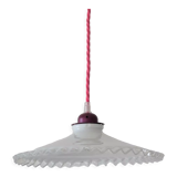 Pleated opaline suspension, pink cord