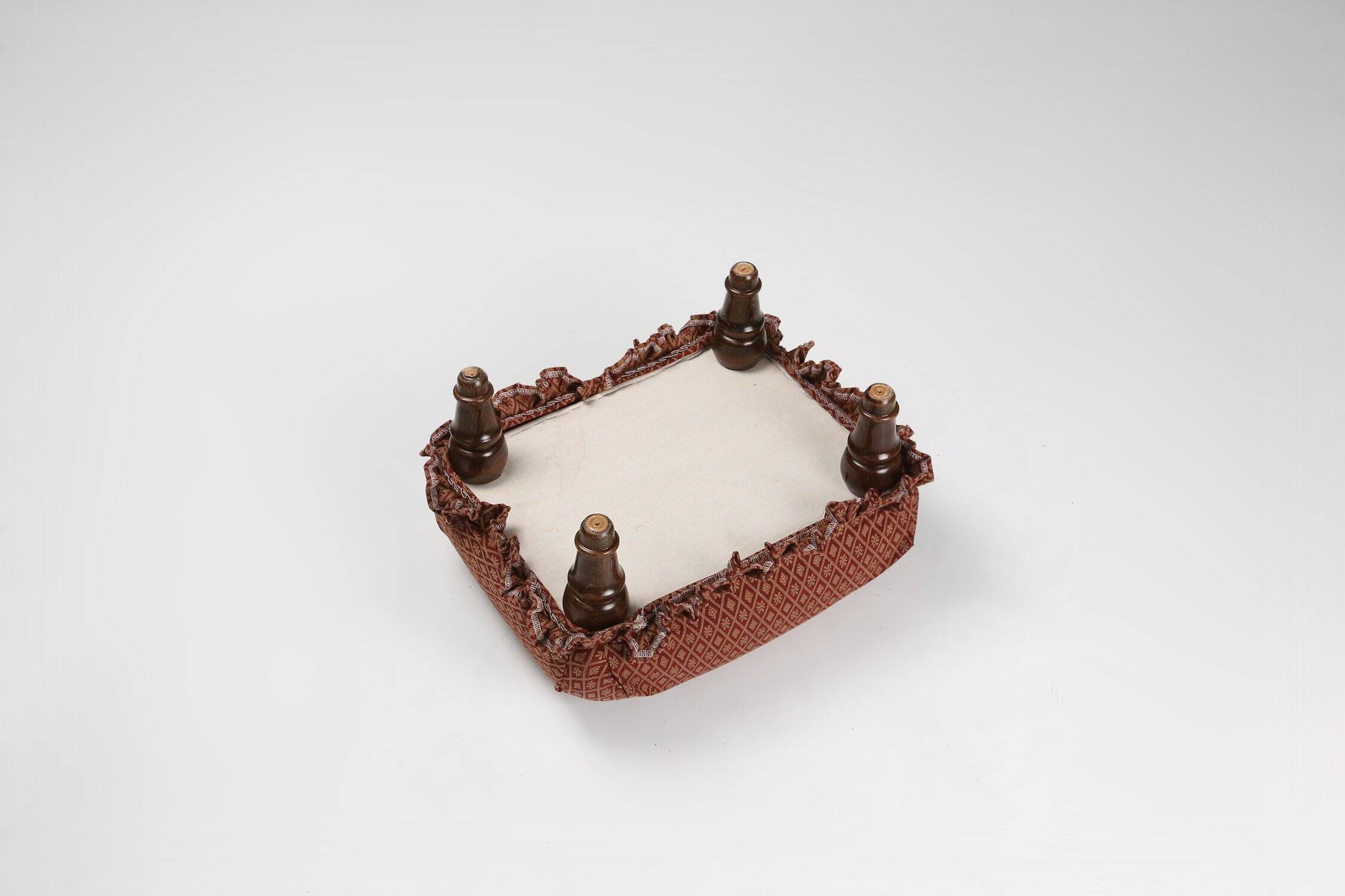 Small Art Deco Footstool with Original Upholstery, France, 1940s