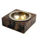 Mid-century modern brown goatskin parchment ashtray, Aldo Tura, Italy 1960s