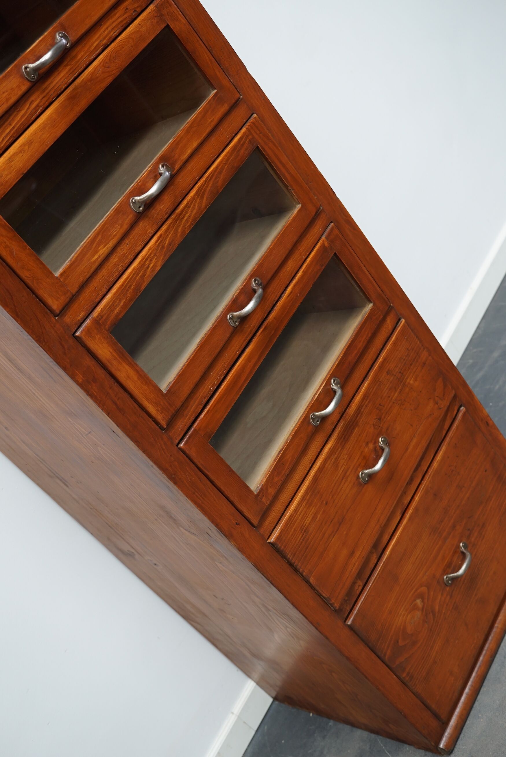 Vintage German pine haberdashery cabinet, 1950s