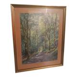 Tableau ancien-paysage forêt