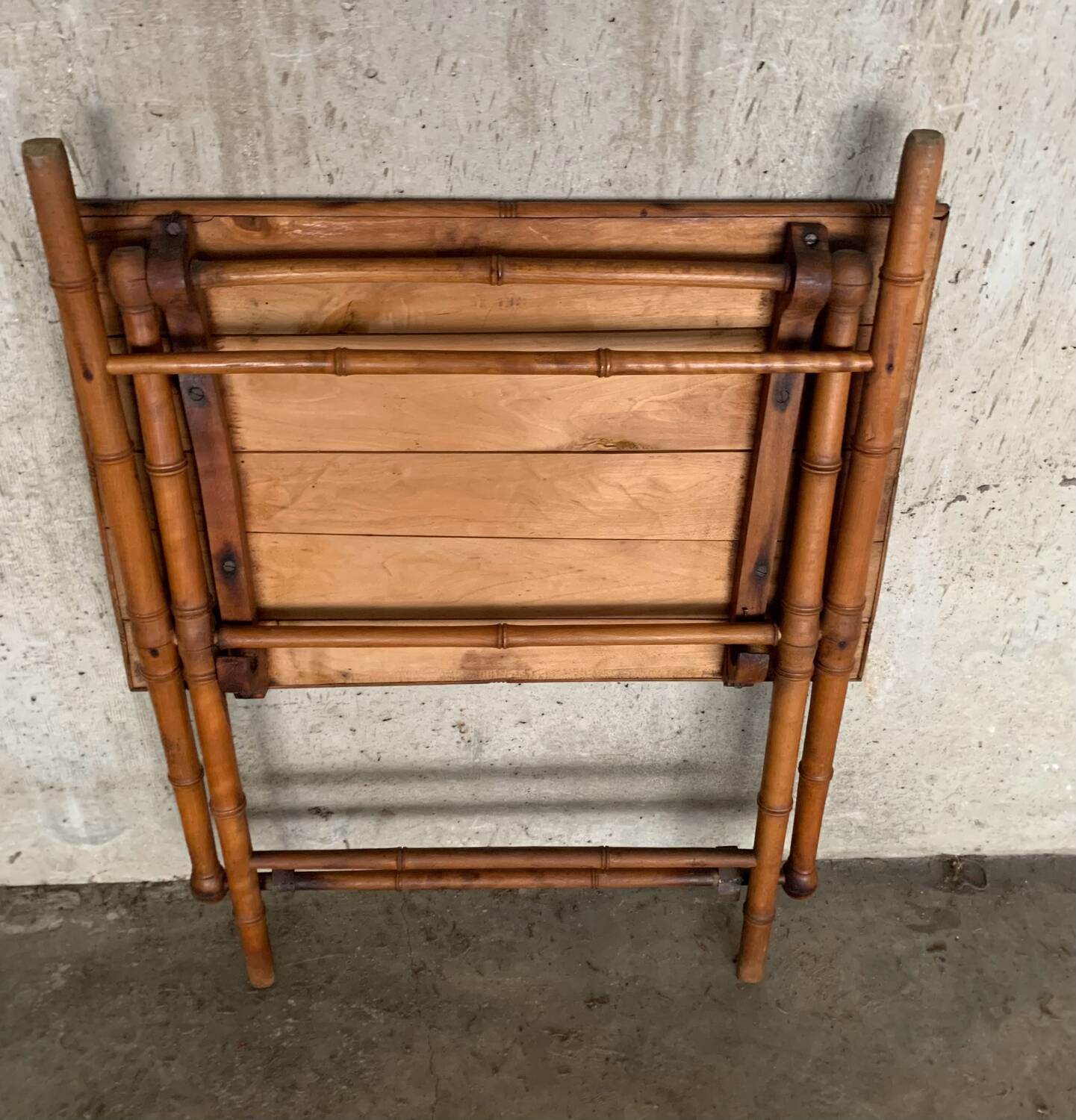 Folding bamboo side table