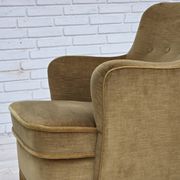 1970s, Danish lounge chair, light green furniture velour, beech wood.