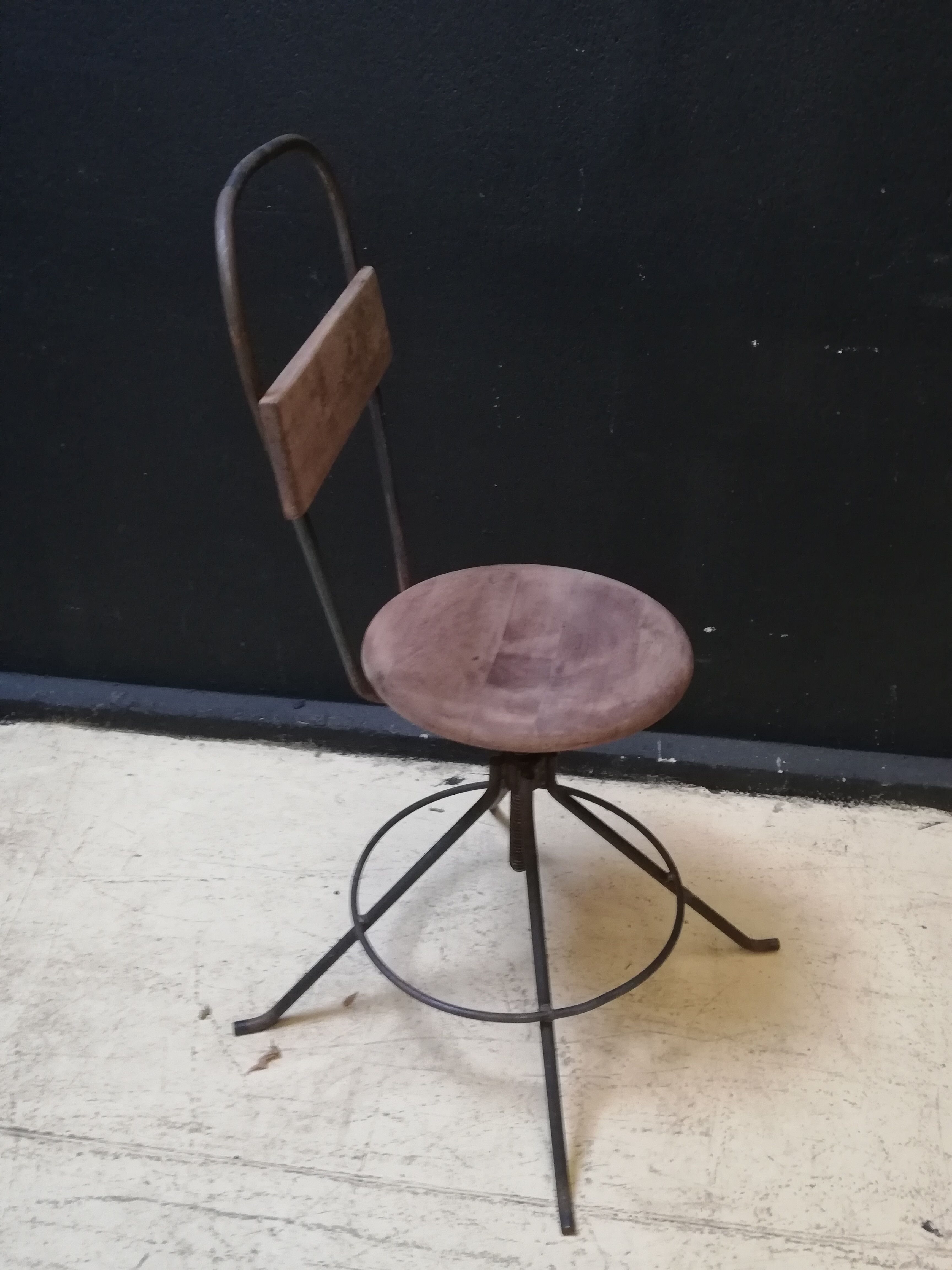 Industrial swivel chair wood and metal
