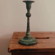 Bougeoir ancien en régule Vert de gris