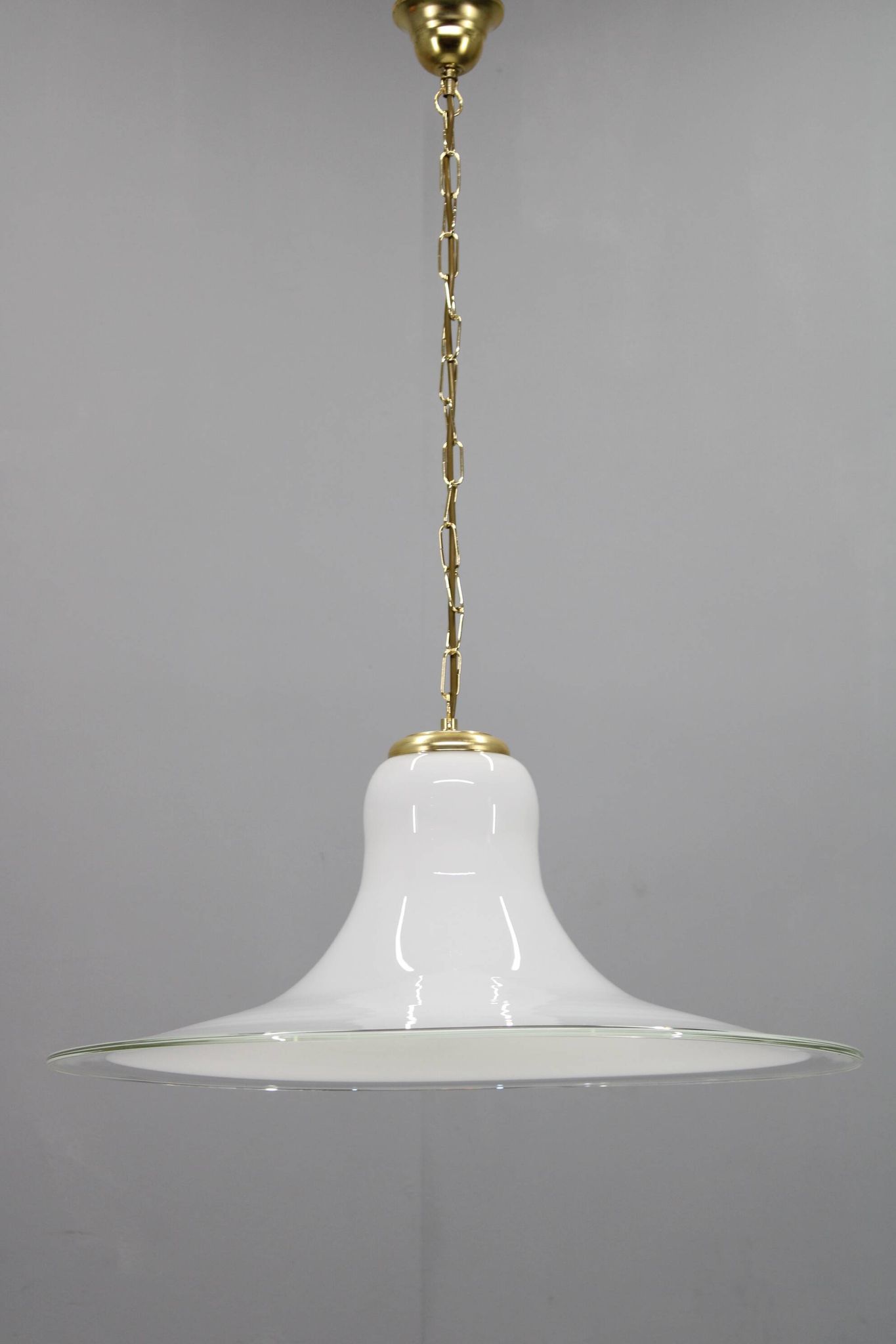 Italian mid-century glass and brass pendant light, 1960s
