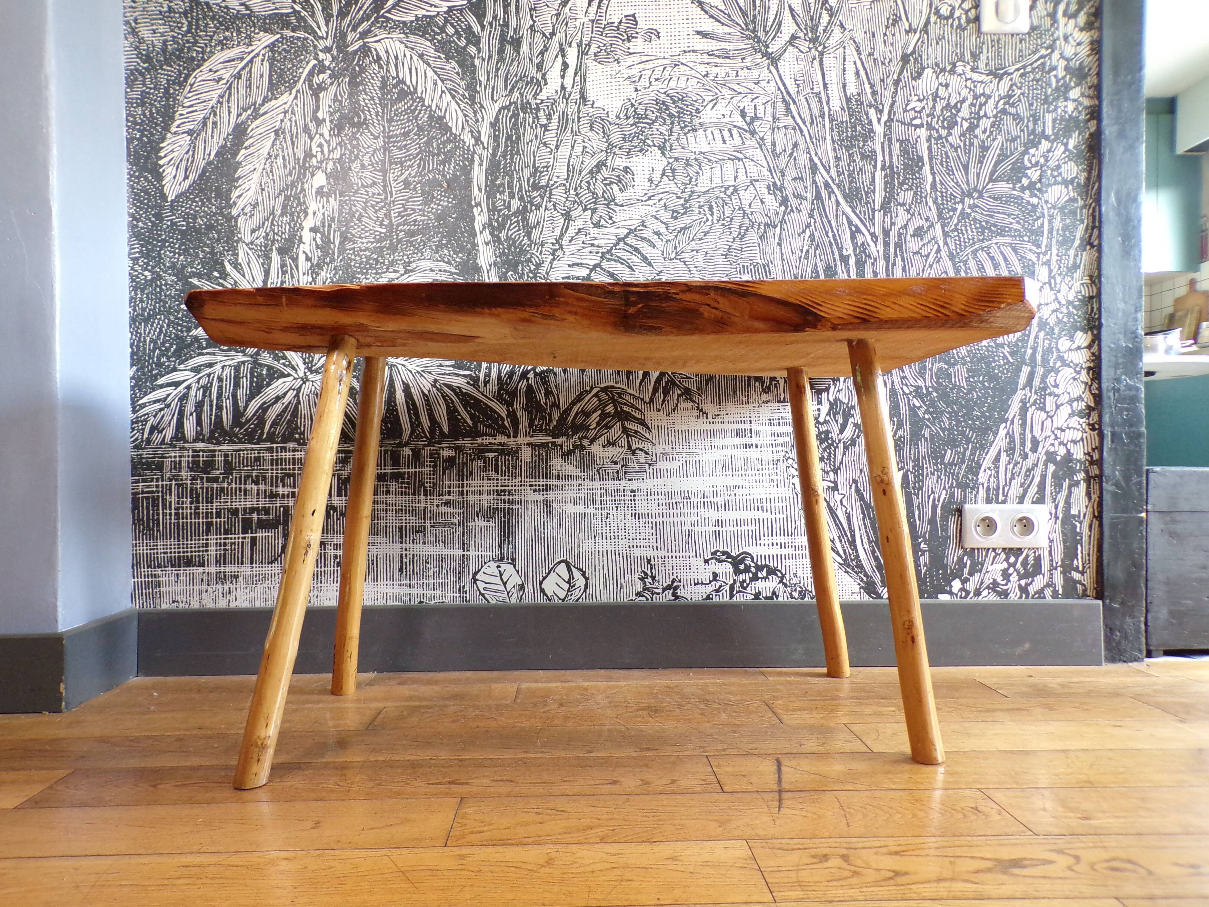 Brutalist pine coffee table