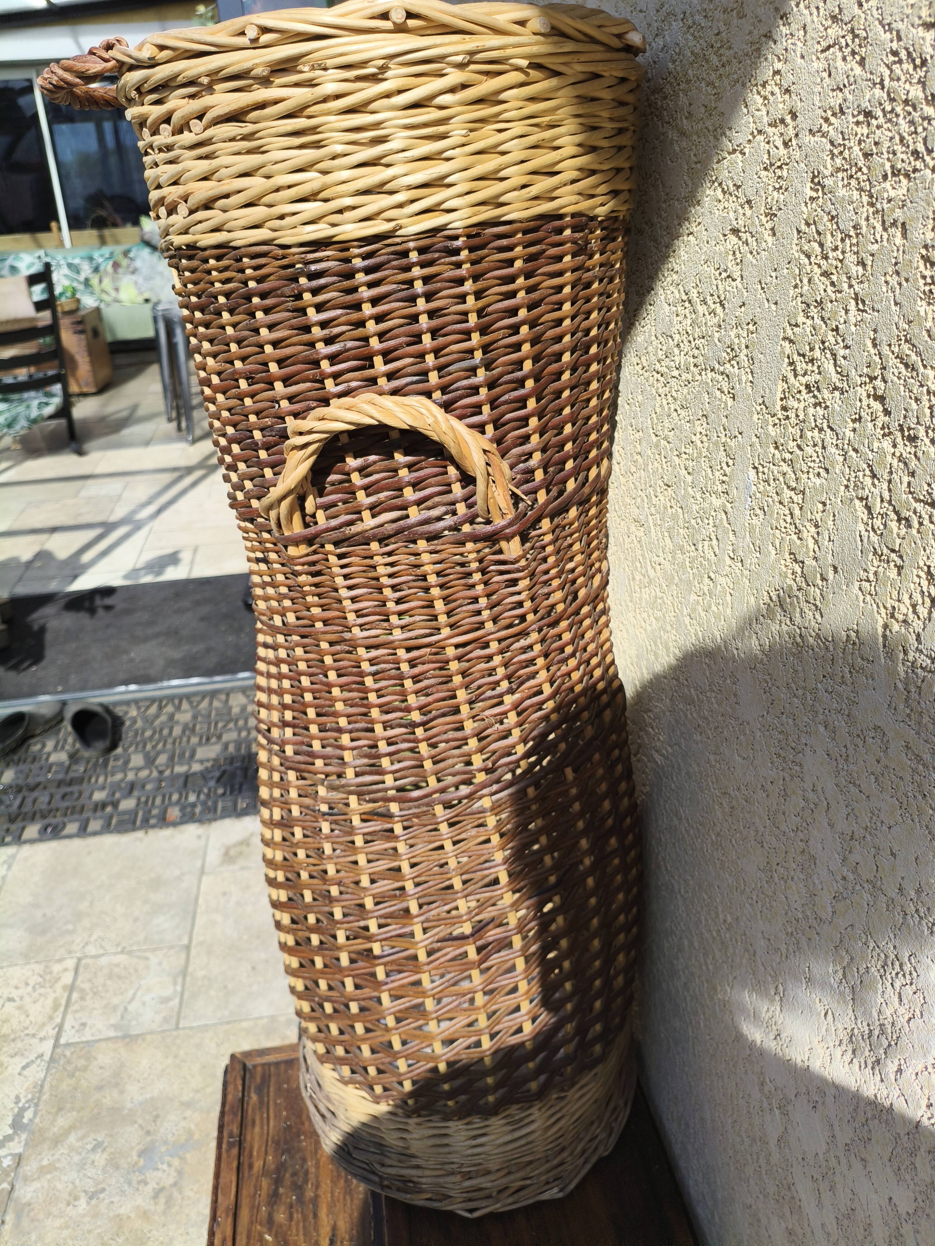 Large Two-Tone Wicker Basket