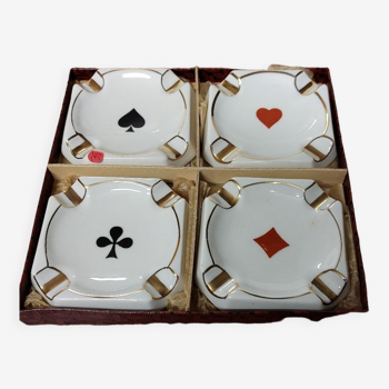 Cendrier jeux de cartes en porcelaine