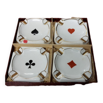 Cendrier jeux de cartes en porcelaine