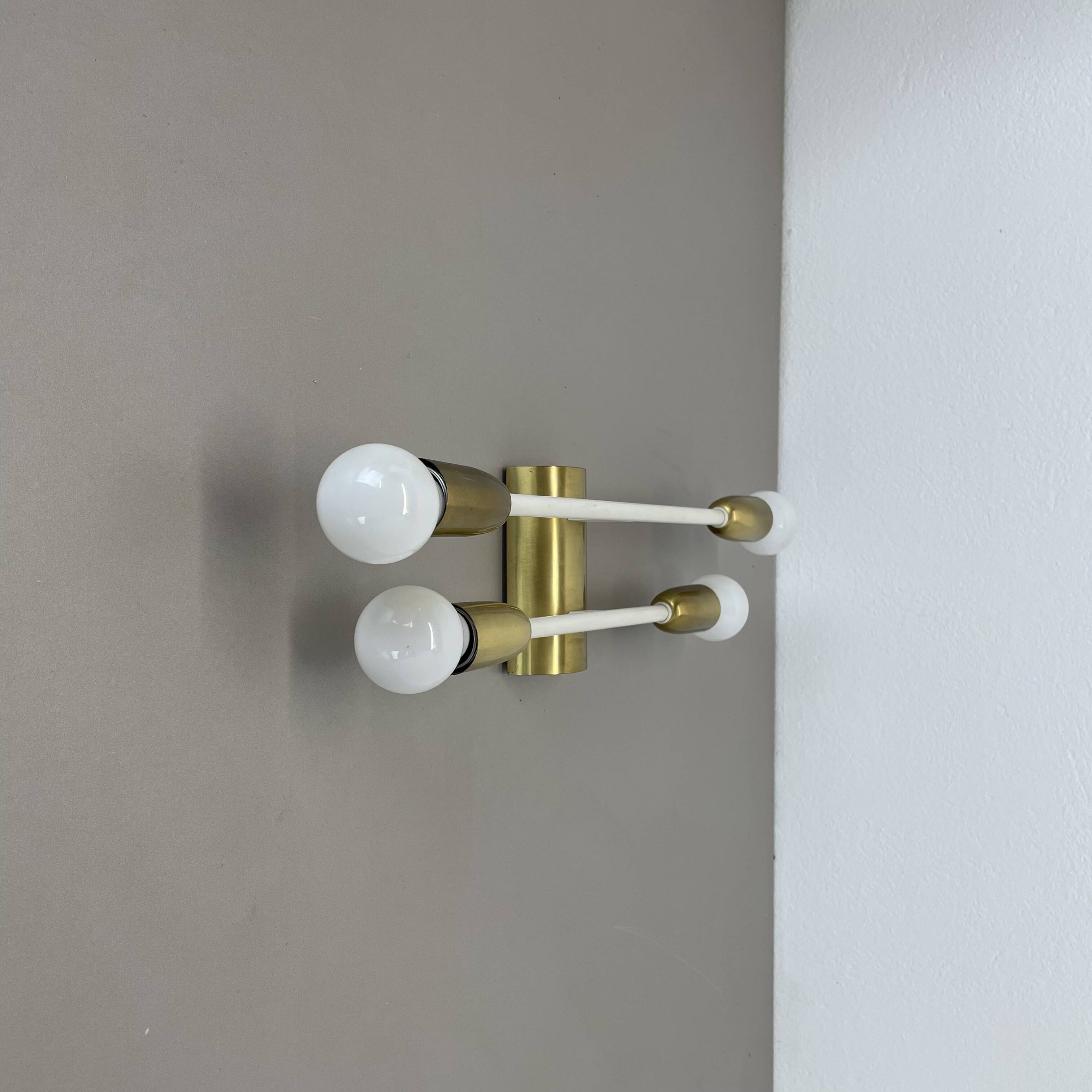 Rare Minimalist 37cm Brass Stilnovo Style Theatre Wall Light Sconce, Italy 1950s