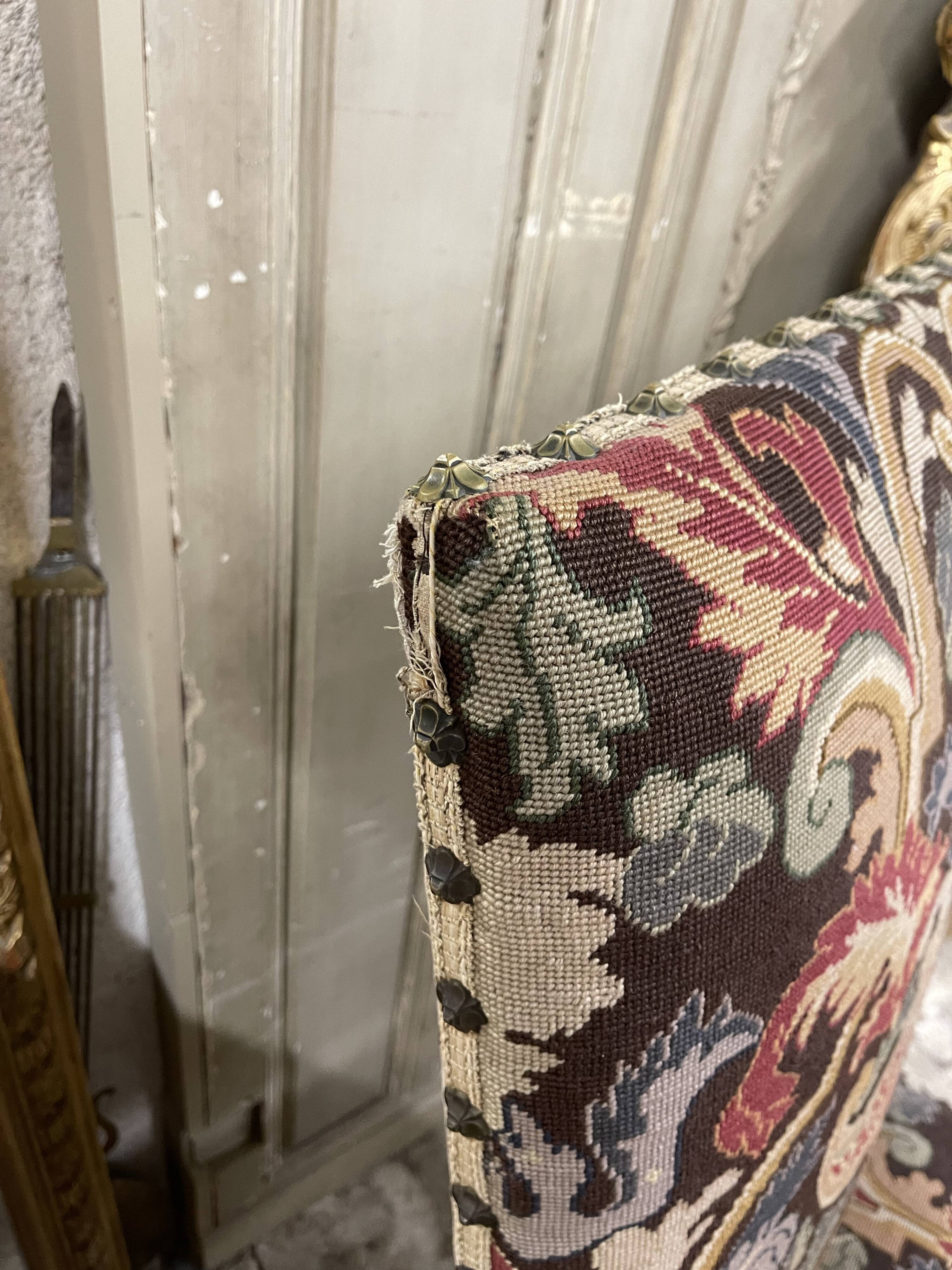 Pair of flat-back armchairs in walnut, Louis XIV style.