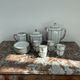 Coffee set, tea 1925, art deco, union céramique, uc, limoges, 8 cups, 8 subcups, teapot