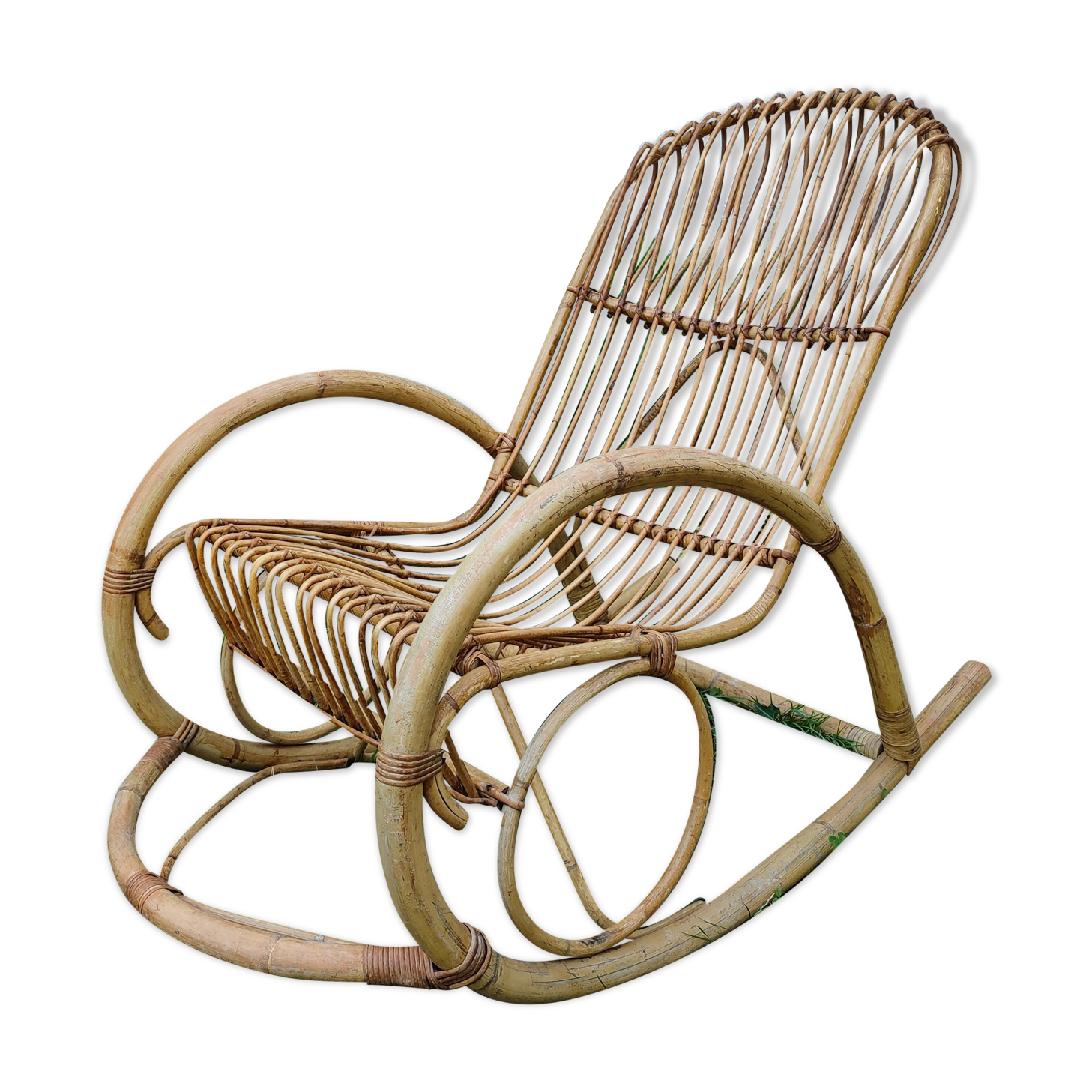 Rocking chair vintage rattan Rohé Noordwolde