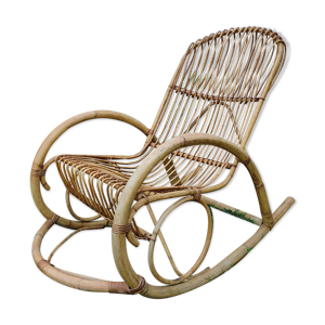 rocking chair rotin vintage