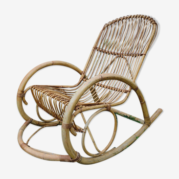 Rocking chair vintage rattan Rohé Noordwolde