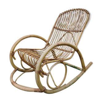Rocking chair rotin vintage Rohé Noordwolde