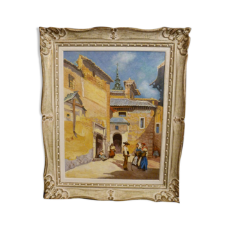 Spanish Village signed Diaz de la poue