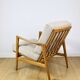 PRL armchair "Stefan" wooden oak vintage beige boucle