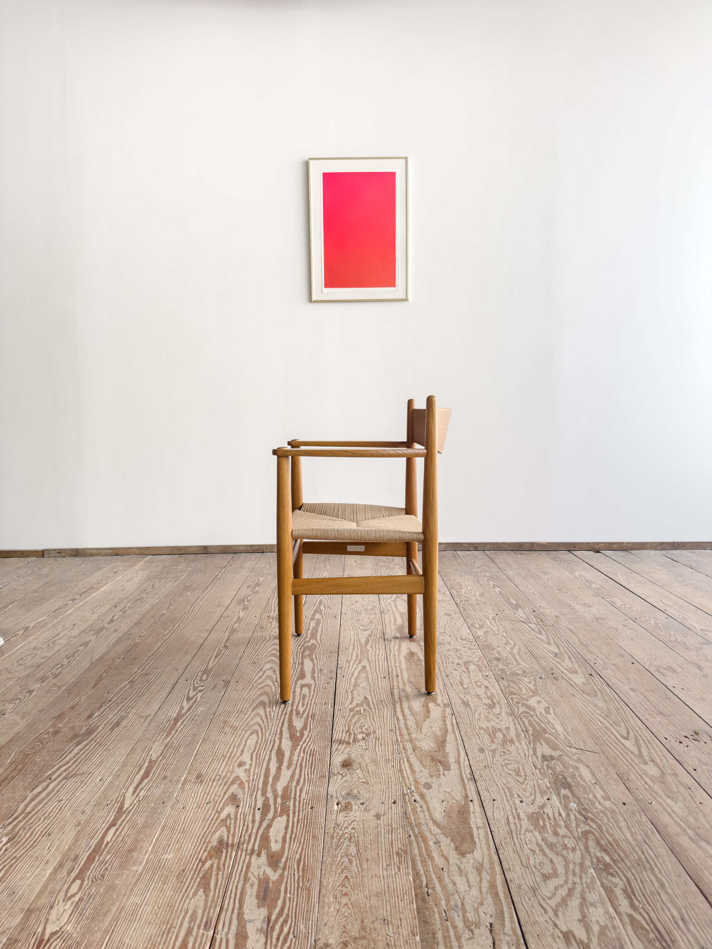 Fauteuil CH37, Hans J. Wegner en chêne avec assise neuve en corde danoise