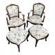 Pair of Louis XV Style Armchairs and Two Footstools, 19th Century