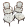 Pair of Louis XV Style Armchairs and Two Footstools, 19th Century