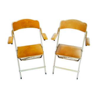 Folding chairs in mustard velvet