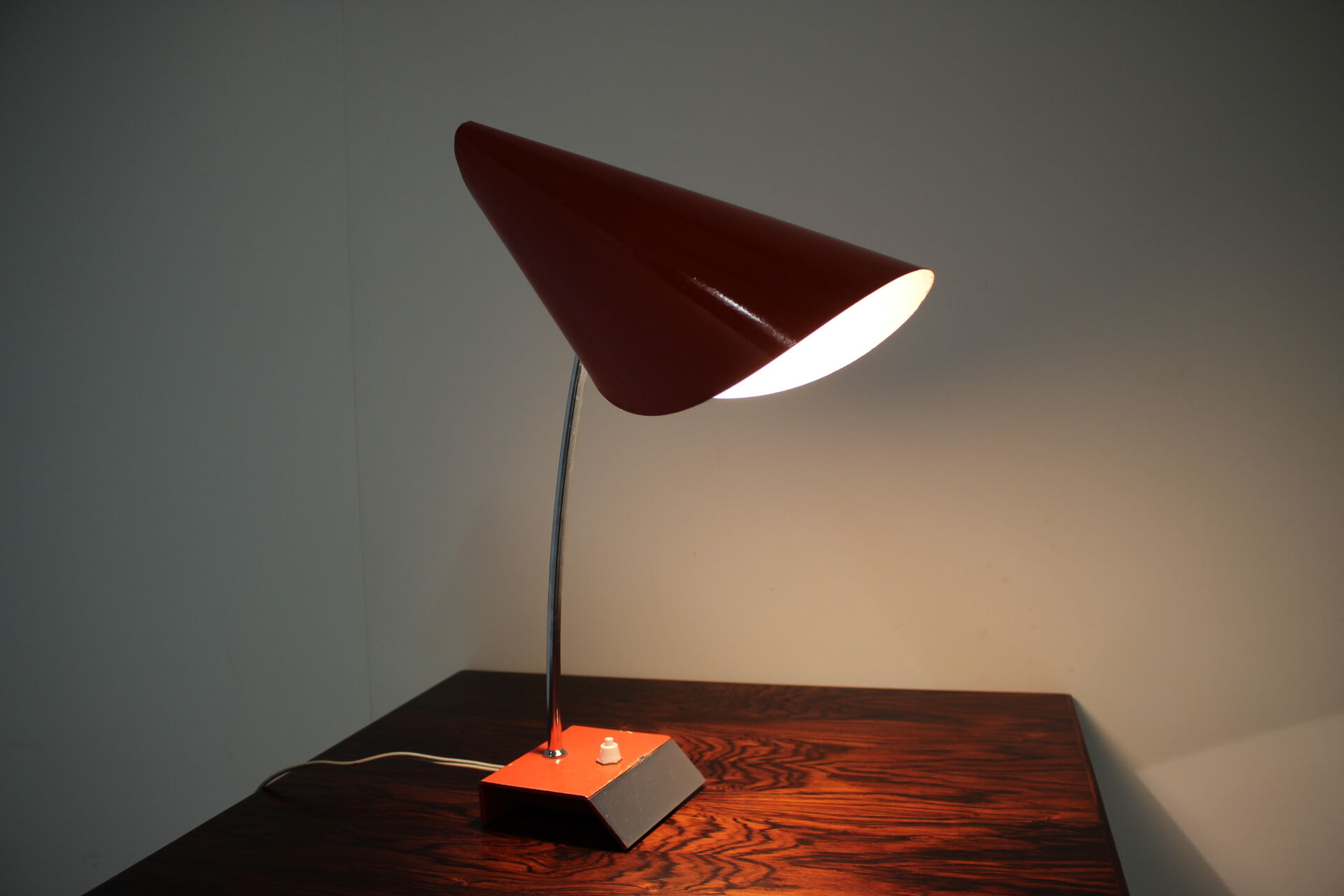 Mid-Century Red Table Lamp, Josef Hurka, 1950s