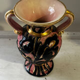 Vase Amphore Vintage Vallauris décor Floral en relief